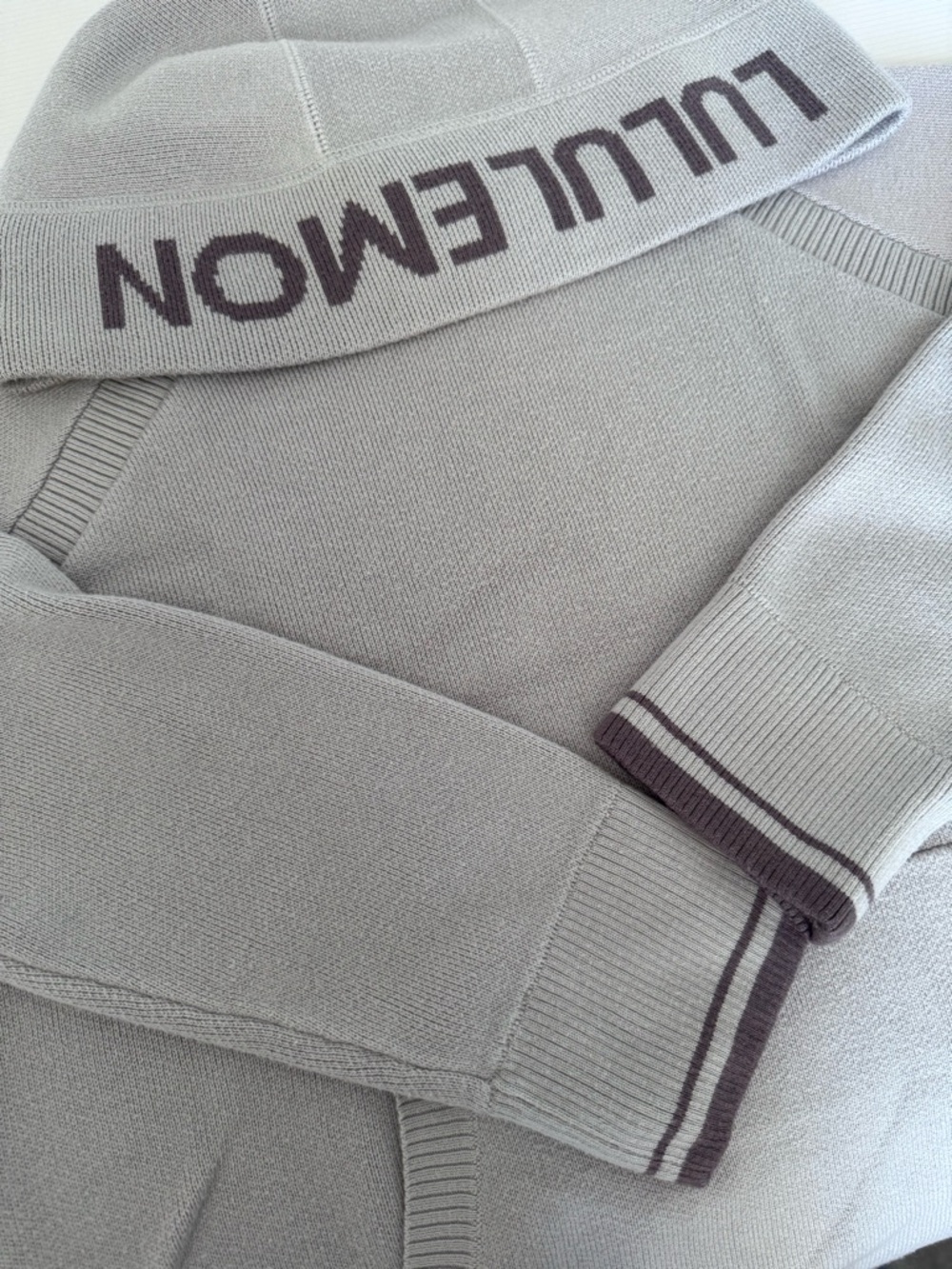 Lululemon Gray Knit Sweater with Contrast Trim